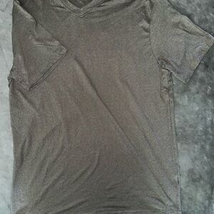 Gray Short Sleeve Tee with V-Neck